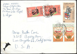 Libya Tripoli Cover Mailed To USA 1976. Military Army Tank Stamp - Libya