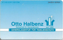 Germany - Otto Halbenz, Familienschutz-Generalagentur - O 0843 - 05.1994, 6DM, 1.000ex, Used - O-Series : Series Clientes Excluidos Servicio De Colección