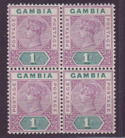 Gambia QV SG44 1s Block Of 4 Mnh U/m ** Xfine - Gambie (...-1964)