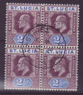 St Lucia SG68a 2 1/2d Block Of 4 Used Castries - St.Lucia (...-1978)