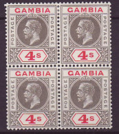 Gambia SG 92w 4d  George V With Variety Watermark Inverted Block Of 4 */** - Gambia (...-1964)