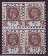 Gambia SG 115x 7 1/2d  George V With Variety Reversed Watermark Block Of 4 */** - Gambie (...-1964)