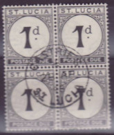 St Lucia SG D3 Block Of 4 1d Postage Due - Ste Lucie (...-1978)