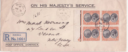 Dominica Block Of 4 2 1/2d George V Cancel GPO Dominica 27 To Verona NJ USA - Dominique (...-1978)