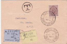 Cayman Cover To St Lucia With Postage Due 1d + 2d JU 1932 - Kaaiman Eilanden