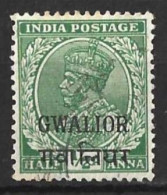 INDIA.." GWALIOR..".....KING GEROGE V..(1910-36.).....HALFa.........SG102........VFU. - Gwalior