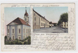 39066611 - Weidenbach, Lunakarte Mit Kirche Und Strassenpartie Gelaufen, Mit Marke Und Stempel Von 1905 Kleiner Knick U - Sonstige & Ohne Zuordnung