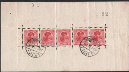 Luxemburg 1921 Jan 6 Minisheet Of 5 Stamps Charlotte FDC Cancel Folds And Usual Wrinkles Outside The Stamps - 1921-27 Charlotte Front Side