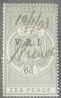 État Libre D Orange 1900 Fiscal 6 D - Stato Libero Dell'Orange (1868-1909)