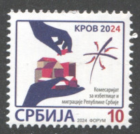 Serbia 2024, Roof For Refugees, Charity Stamp, Additional Stamp 10d, MNH - Serbie