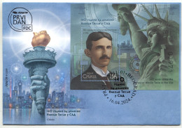 Serbia 2024. 140 Years Since The Arrival Of Nikola Tesla In The USA,  Nikola Tesla, Statue Of Liberty, FDC, MNH - Europe