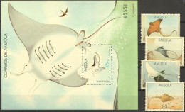 Angola 1992, Fishes, Ray, 4val +BF - Vissen