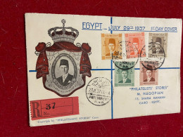 LETTRE EGYPTE 1937 R - SÉRIE COMPLÈTE DE TIMBRES - Storia Postale