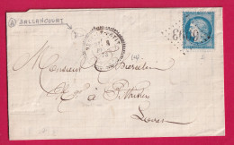 N°60 VERT LE PETIT SEINE ET OISE CAD TYPE 24 BOITE RURALE A BALLANCOURT POUR PITHIVIERS LOIRET 1873 LETTRE - 1849-1876: Periodo Classico