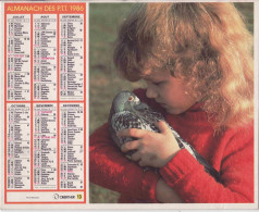 Calendrier France 1986 Enfant Lapins Pigeon - Formato Grande : 1981-90