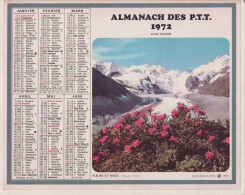 Calendrier France 1972 Nimes Gard Le Jardin De La Fontaine Fleurs Et Neige Montagne - Groot Formaat: 1971-80