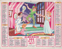 Calendrier France 1977 La Belle Et Le Clochard Walt Disney Peter Pan - Groot Formaat: 1971-80