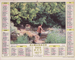 'Calendrier France 1977 Peche Dans L''Aisne Chasse En Bourgogne Chien Lapin' - Tamaño Grande : 1971-80