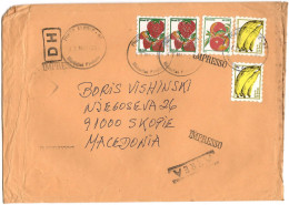 Brazil BIG COVER 1999 Via Macedonia ,post Labels Fruits - Storia Postale