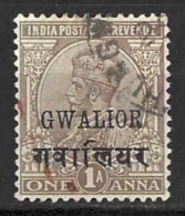 INDIA..." GWALIOR.."....KING GEORGE V...(1910-36..)......1A.......SG80.......CDS....VFU... - Gwalior