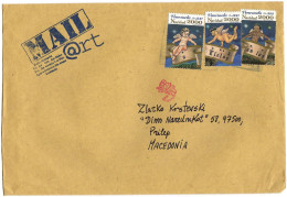 Venezuela BIG COVER 2001 Via Macedonia ,stamps : Angels,Navidad 2000.MAIL  ART - Venezuela