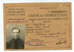 CARTE DU COMBATTANT Personne De NANTOUX 21 ( Militaire ) - Documents