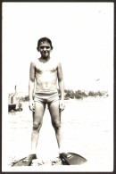 Man Guy Boy On Beach Old Photo 9x12 Cm #41280 - Anonymous Persons