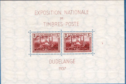 Luxemburg 1937 Düdelingen Exhibition Block Issue MNH Furnaces At Esch Zur Alzette - Nuovi