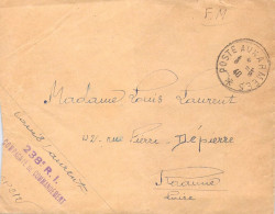 Cachet Franchise Militaire Poste Aux Armées 1940 238ème R.I. Compagnie De Commandement Sur Enveloppe - 2. Weltkrieg 1939-1945