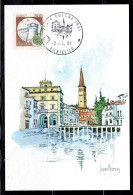 REPUBBLICA ITALY REPUBLIC 1980 CASTELLI D'ITALIA CASTLES CASTELLO ROVERETO CASTLE LIRE 500 CARTOLINA MAXI MAXIMUM CARD - Cartas Máxima
