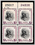 USA 1938 $1 Wilson # 832 Plate Block Of 4 Presidential Series Unmounted Mint - Oblitérés