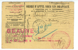 CARTE ORDRE D APPEL SOUS LES DRAPEAUX ( Militaire ) Personne De MELOISEY 21 COTE D'OR ( BEAUNE ) 1934 - Dokumente