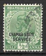 INDIA..." CHAMBA  STATE SERVICE...."....KING GEORGE V...(1910-36..)......HALFA......SG049.....CDS.....USED.... - Chamba