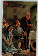 39805611 - Deutscher Landser In Uniform Betet Ein Letztes Mal In Der Heimatlichen Kirche Serie Vaterunser Nr. 1 Verlag  - War 1914-18