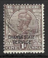 INDIA..." CHAMBA  STATE SERVICE...."....KING GEORGE V...(1910-36..)......1A......SG051.....CDS......VFU.... - Chamba