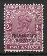 INDIA..." CHAMBA  STATE SERVICE...."....KING GEORGE V...(1910-36..)......2A......SG053.........VFU.... - Chamba