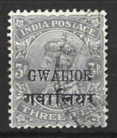 INDIA..." GWALIOR...."....KING GEORGE V...(1910-36..)..." 1912..".....3p........SG67......CDS......USED..... - Gwalior