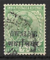 INDIA..." GWALIOR...."....KING GEORGE V...(1910-36..)..." 1912..".....HALFa........SG68......CDS......USED..... - Gwalior