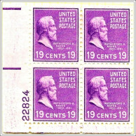 USA # 824 PB - 1938 19c Hayes, Purple Light Mounted Mint - Ungebraucht