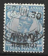 INDIA..." GWALIOR.."....KING GEORGE V..(1910-36..)......3a......SG92.....CDS.....VFU... - Gwalior