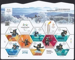 South Korea KPCC2607-16 2018 PyeongChang Winter Paralympics, Alpine Skiing, Ice Hockey, Jeux Paralympiques, Full Sheet - Korea, South