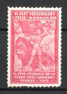 Reklamemarke Prague, VI. Fete Federale De La Ceska 1912, Sportler Mit Flagge Und Löwen  - Cinderellas