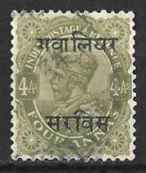 INDIA...." GWALIOR.."....KING GEORGE V...(1910-36..).....OFFICIAL.....4as......SG067..........USED...... - Gwalior