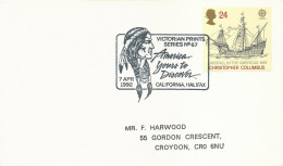 Lettre Grande-Bretagne Avec Cachet Commémoratif Indien - America Yours To Discover - 07/04/1992 - Indianer