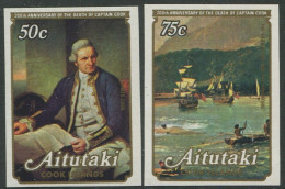 Aitutaki 1979 SG266-267 Captain Cook Paintings Imperf Set MNH - Cookinseln