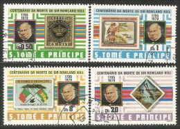 TT-32 Sao Tome Principe Rowland Hill - Briefmarken Auf Briefmarken