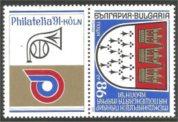 TT-8 Bulgarie Koln 91 Armoiries Blason Coat Of Arms MNH ** Neuf SC - Briefmarken Auf Briefmarken