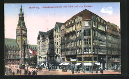 AK Hamburg, Mönckebergstrasse Mit Blick Zum Rathaus  - Mitte