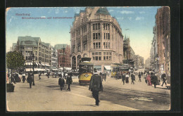 AK Hamburg, Mönckebergstrasse Und Rathausstrasse, Strassenbahn  - Mitte