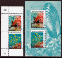 Bosnia Croatia 2024 Europa CEPT Underwater Fauna & Flora Souvenir, Set And Block MNH - Bosnia Herzegovina